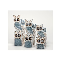 4 Adet Ahşap 3'lü Baykuş Seti Dekoratif Ahşap Figür Seti 30-40-50 Cm, Ev Ve Bahçe Süsü, Wooden Owl Decor