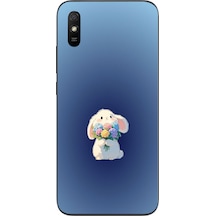 Redmi 9a Uyumlu Çiçekli Tavşan Baskılı Silikon Kılıf Renkli