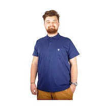 Mode Xl Büyük Beden T-Shirt Polo Cep Sup Basic 21557 Indigo 001