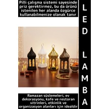 Ledışık Ramazan Masa Süsleme Hediyelik Dekoratif Osmanlı İslam Altıgen Kapalı Kubbe Pilli Led Lamba