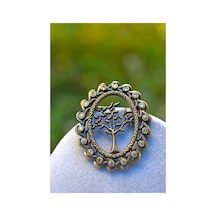 Stoneage F01727 Hayat Ağacı Broş Bronz - Mavi Çok Renkli