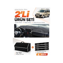 E-biz Fiat Doblo Airbagli Küçük Ekran 2007-2015 Torpido + Tay Tüyü Çanta - Siyah-gri - Fı008
