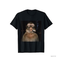 Flood Of Style Thinking Monkey Meme T-shirt Erkekler Kadınlar İçin %100 Pamuklu Tişörtler Kısa Kollu Üstler Siyah