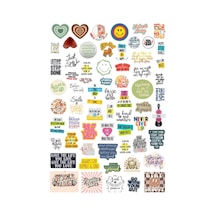 64 Adet Good Vibes-motto Motivasyon Sticker Seti - Etiket Seti Scrapbook Bullet Journal Çok Renkli