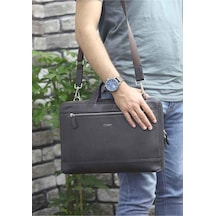 Hakiki Deri Kahverengi Özel Üretim Laptop Ve Evrak Çantası T685 -126506 Siyah