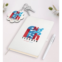 Kişiye Özel İngilizce Öğretmeni Beyaz Defter Kalem Ve Anahtarlık N11.6768