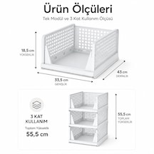 3 Katlı Portatif Organizer - Çok Amaçlı Kayar Raf 18.5x33.5x43cm Toplam 55.5cm 5286