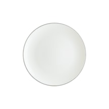 Retro Gourmet Kenar Çizgili Porselen Düz Tabak 12 Adet 17 CM Siyah