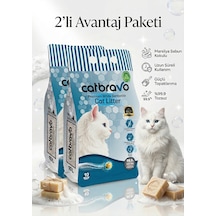 Catbravo Doğal Bentonite- Süper Topaklanan Marsilya Sabun Kokulu Kedi Kumu 10 Lt X 2 Adet