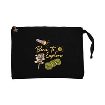 Born To Explore Siyah Clutch Astarlı Cüzdan / El Çantası
