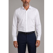 Bisse Beyaz Regular Fit Pamuk Cepsiz Klasik Uzun Yaka Oiron Gömlek Gmkls252201 D01