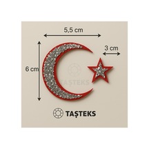 Taşlı Ütülenebilen Veya Sticker Olarak Kullanılabilen Ay Ve Yıldız Türk Bayrağı Modeli