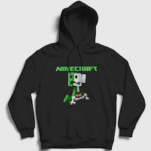 Presmono Unisex Creeper Minecraft Kapüşonlu Sweatshirt Siyah