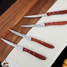 Mutfak Bıçak Seti 4'lü Steak Et Yemek Bıçağı Paduk Ağaç Sap