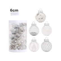 Novahub Gümüş 25 Adet 6 Cm Altın Kırmızı Metalik Plastik Top Noel Topları Set Süsleme Noel Ağacı Dekoru Noel Topları Süslemeleri Ev Asılı Dekoratif Toplar Gümüş