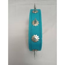 Kozaklı 10457 Çivili Süslü Köpek Tasması Turkuaz 70 x 4 CM