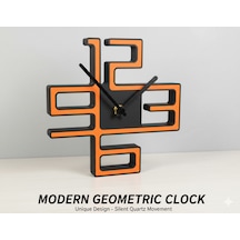 Modern Geometrik Masa Saati - Sessiz Akar Mekanizma - 3d Baskı Turuncu/siyah Tasarım