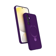 Newface Samsung Uyumlu  Galaxy A15 4g Regal Magsafe Standlı Kapak - Derin Mor