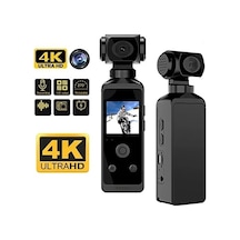 Vtn-032 4k Ultra Hd Aksiyon Kamerası 270 Geniş Açı Döner Klips Su Geçirmez Kılıf Wifi Kamera Siyah