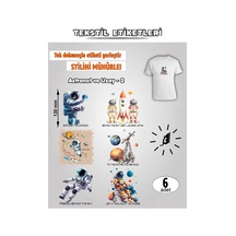 Ütü İle Yapışan Kıyafet Etiketi Astronot Ve Uzay -2 6lı Set Karışık