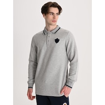 Erkek Trend Arma Detaylı Polo Gri Melanj