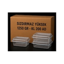 1250 Gr Yüksek Sızdırmaz Kap 200 Adet Şeffaf Plastik Gıda Kabı - 913471061