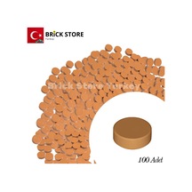 Yedek Parçalar: 100 Adet 1x1 Tile Round Yuvarlak Fayans Parçası, Medium Nougat