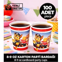 Kidspartim Paw Patrol Chase Temalı Karton Bardak - Doğum Günü Parti Malzemeleri 100 Adet Diğer
