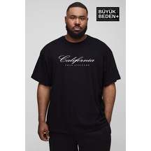 Superlife Süperlife Erkek Büyük Beden El Yazılı California Baskılı 3xl-6xl Bisiklet Yaka Tshırt Spr26tbs510-07 Siyah