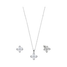 Oya Silver Baget Zirkon Taşlı Gümüş Kolye Ve Küpe Seti Oysy266