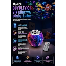 Coverzone Deniz Ve Okyanus Temalı Ent Projektör Gece Lambası, Müzikli Hoparlörlü Renkli Led Yansıtıcı, Uzaktan Kumandalı Döner Işık, 5v Usb Şarjlı Dahili Bataryalı 12 Cm Nima-11 Mor 29878824