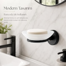 Sabunluk Siyah, Duvar Tipi, Metal, Yapışkanlı Ve Vidalı Montaj, 35 Mm Oval Bantlı Banyo Aksesuarı 000 Açık Krem
