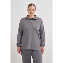 Aker 24aw15781112 Büyük Beden Sweatshırt 24aw15781112 012 Gri Gri