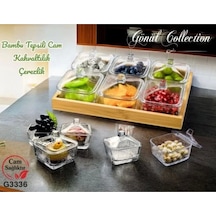 Gönül Gnl3336 Bambu Tepsili Cam Kahvaltılık Çok Renkli
