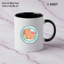 Capybara Kaliteli Porselen İsim Yazılabilir Premium Hediyelik Baskılı Kupa Bardak Doğum Günühediyesi Siyah