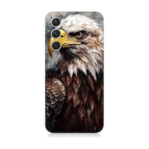 Samsung Galaxy S24 Uyumlu Asil Beyaz Başlı Siyah Kartal Desenli Silikon Kılıf