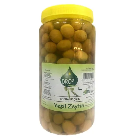 Drop Edremit Yeşil Çizik Zeytin 1 Lik Pet L Net: 1000 G