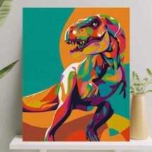 Palmiye Hobi Sanat Sayılarla Boyama Tuval Seti Fırça Boya Dahil Çıtalı 40x50 Cm - Dinozor