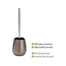 Marrakesh Klozet Takımı, Tuvalet Fırçası Tutucu, Seramik, Ø 12,5 X 41 Cm, Kahverengi Açık Ahşap