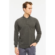 Uniprom Sweatshirt Polo Yaka İçi Polarlı 3 Iplik Pamuklu Normal Kesim Erkek Antrasit