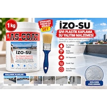 As-coat İzo-su Sıvı Plastik Su Yalıtım Malzemesi 1 Kg Uygulama Fırçalı Set