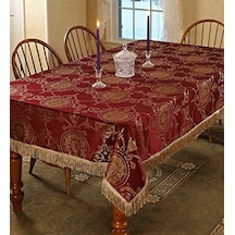 Violet Linen Prestige Damask Tasarım Masa Örtüsü Bordo 132 Cm X 177 Cm Dikdörtgen/dikdörtgen Acı Kahverengi