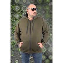 Moc Grande Mocgrande Büyük Beden Unisex Kapüşonlu 3Ip Sweat 11701 Hakı Haki