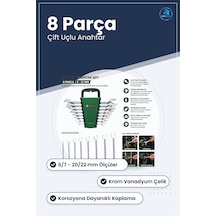 Açık Anahtar Seti 8 Parça Çift Uçlu İle /22 Mm Krom Vanadyum Kapl
