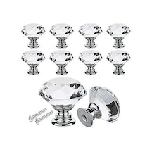 Kristal Kapı Kolları 10 Adet 30mm Şeffaf Cam Kulplu Dolap Çekmecesi