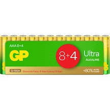 Gp Batteries G-tech Ultra Alkalin İnce Lr03 Aaa Boy 1.5v Pil 12 Li Shrink