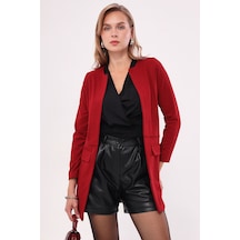 Armonika Kadın Bordo Beli Dikişli Uzun Ceket Arm-18k001308