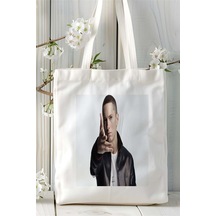 Art Hediye Eminem Baskılı Bez Çanta Kişiye Özel Model 1 Çok Renkli