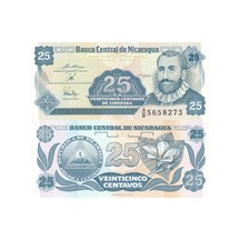 Nikaragua 1991 Yılı 25 Centavos Kağıt Para Çil Unc Koleksiyon Para