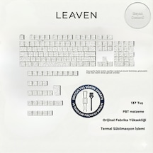 Mekanik Klavye Tuş Takımı-pbt Çift Baskı Keycap Seti- Çizgi Desenli 137 Tuş -beyaz